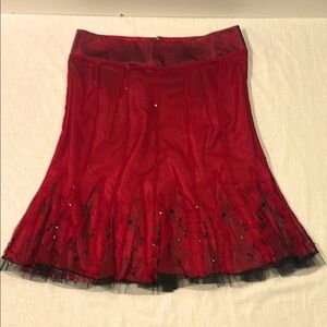 AZ Well Elegant Red Skirt with Black Accents NWOT